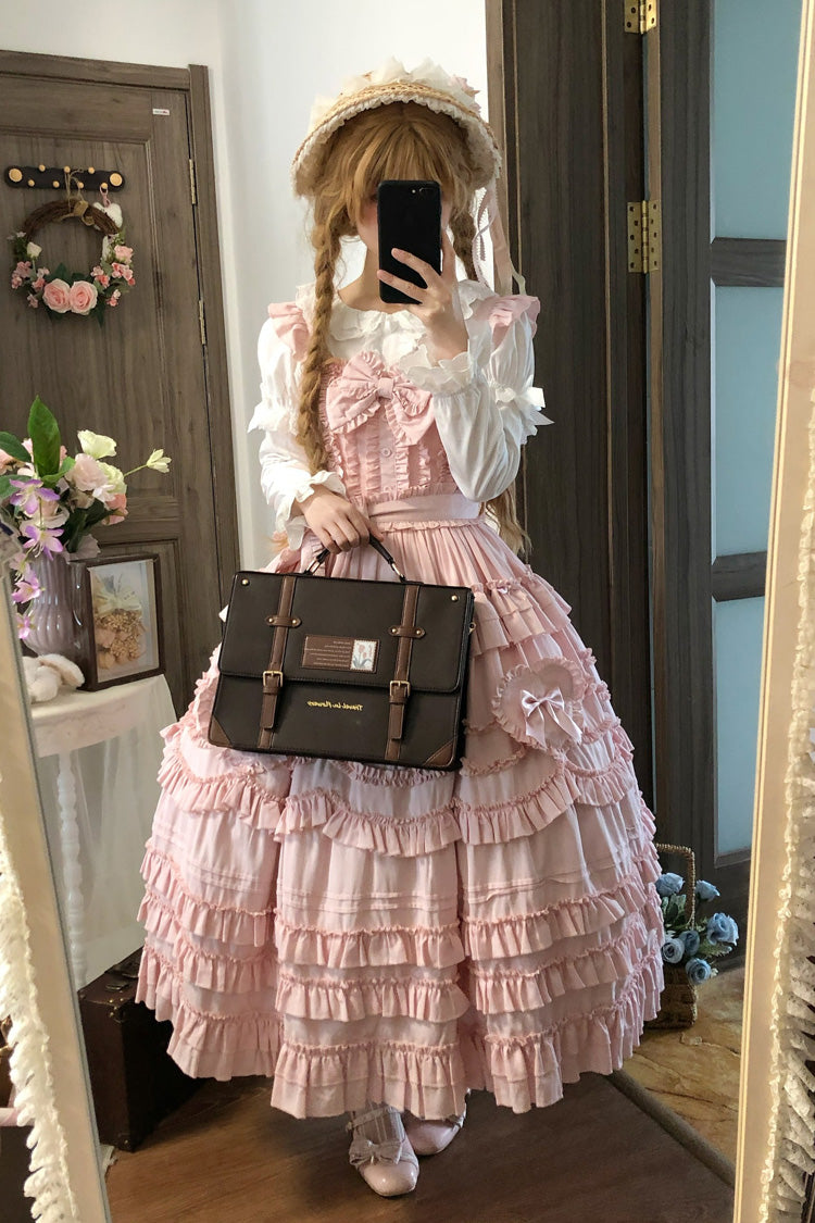 Pink [Heart In Love] Multi-Layered Ruffled Bow Sweet Lolita Jsk Dress - Product - 6