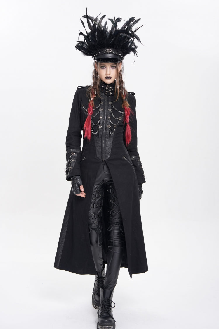 Black Women's Punk Cool Skull Plumed Chain Hat - Product - 2