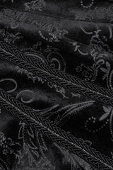 Black Long Sleeves Dark Pattern Print Webbing Decoration Mens Gothic Blouse - Product - 6
