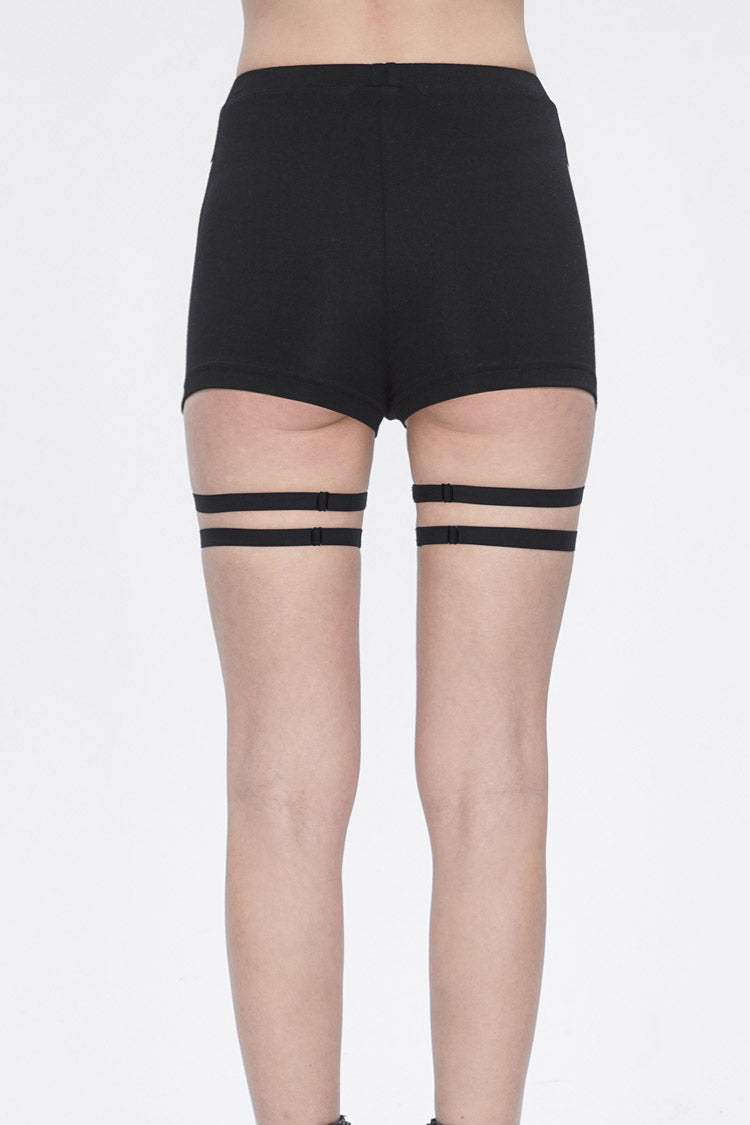 Black Spaghetti Straps Womens Steampunk Shorts - Product - 4