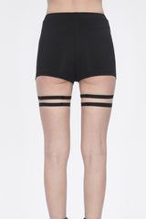 Black Spaghetti Straps Womens Steampunk Shorts - Product - 4