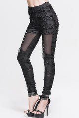 Black Sexy Skeleton Palm Ripped Knitted Gothic Womens Pants - Product - 2