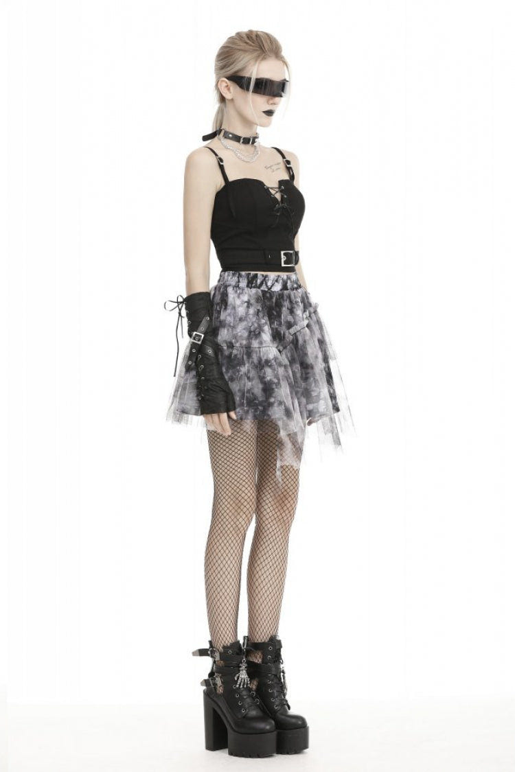 Black Lace-Up Buckled Strappy Women's Gothic Punk Bustier with Belt - Product - 7