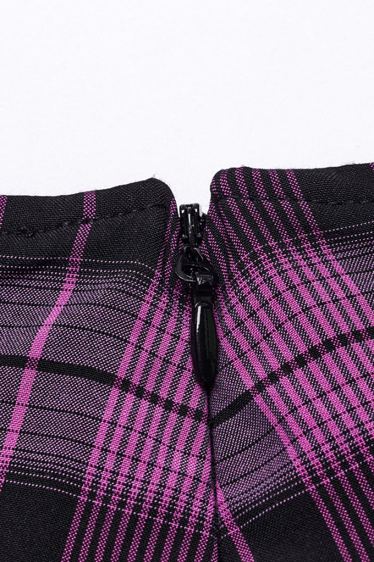 Plaid Print Stitching Mesh Women's Steampunk Skirt 2 Colors - Product - 7
