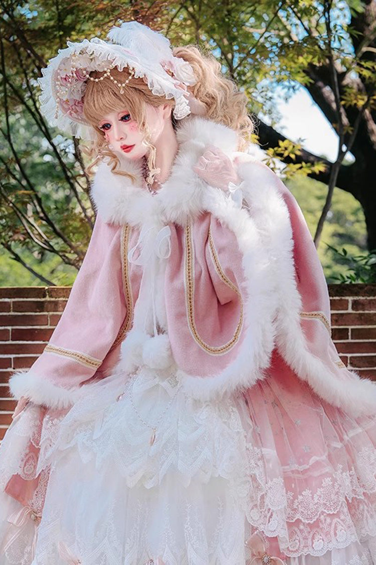 [Snowflake Ballad] Sweet Princess Fur-Collar Lolita Coat Cloak 7 Colors - Product - 2