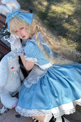 Gothic Maid Lapel Collar Ruffle Lace Plus Size Lolita Dress 2 Colors and 2 Versions - Product - 6