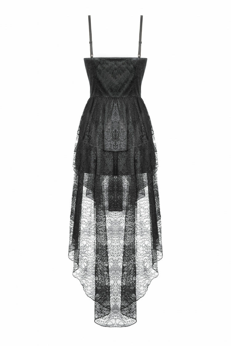 Black Sleeveless Multi-Layered Lace Women's Gothic Fishtail Slip Dress Graduation Dress - Product - 13