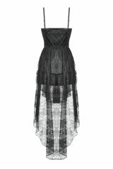 Black Sleeveless Multi-Layered Lace Women's Gothic Fishtail Slip Dress Graduation Dress - Product - 13
