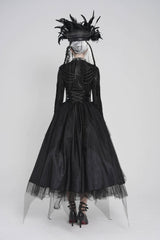 Black Lace-Up Slim Irregular Zippered Women's Punk Corset - Product - 2