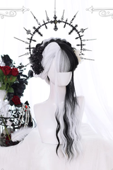 Black And White Color Matching Long Wavy Curly Hair Gothic Lolita Wigs - Product - 3
