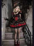 Black & Red Bat Embroidery Gothic Lolita JSK Dress front view