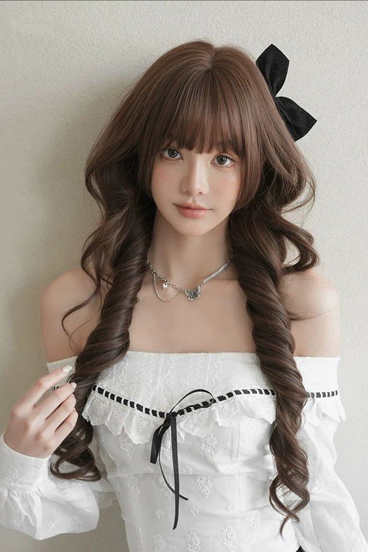 Morandi Tea Brown JK Princess Long Loose Curls Sweet Daily Lolita Twin-Tail Wig - Product - 2