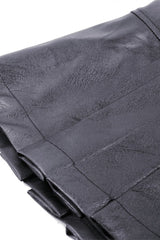 Black Faux Leather Metal Belt Buckled Pleated Women's Punk Mini Skirt - Product - 17