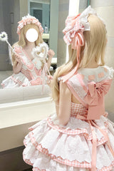 Pink [Star Grant Angel] Triple-Layered Print Ruffle Sweet Lolita Dress - Product - 16
