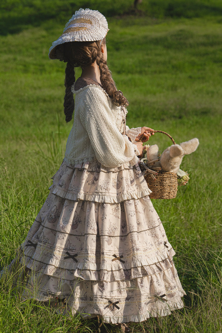 Multi-Color Evening Time Multi-Layered Print Ruffle Bowknot Lace-Up Sweet Elegant Lolita Dress - Product - 9