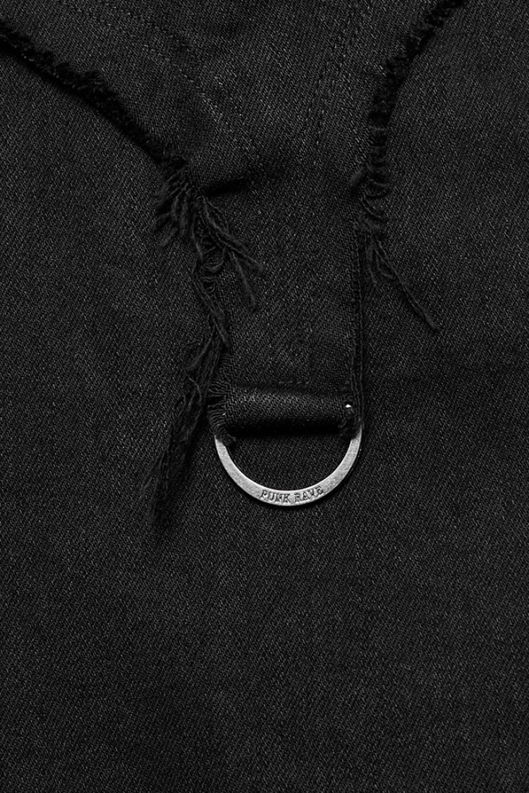 Black Mesh Women's Punk Eyelet Ring Flared Pants - Product - 7
