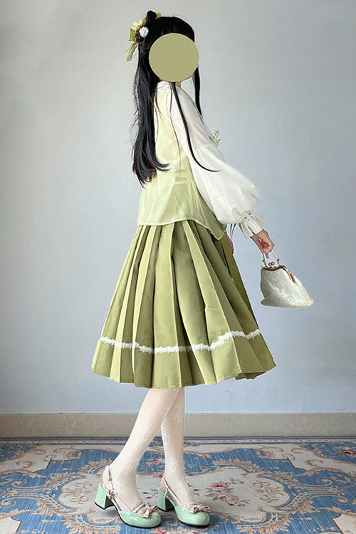Green 2022 New Chinese Style Han Element Sweet Lolita Dress Full Set - Product - 5