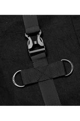 Black Functional Tooling Style Pocket Belt Trim V-Shaped Split Zipper Women's Punk Trousers - Product - 8