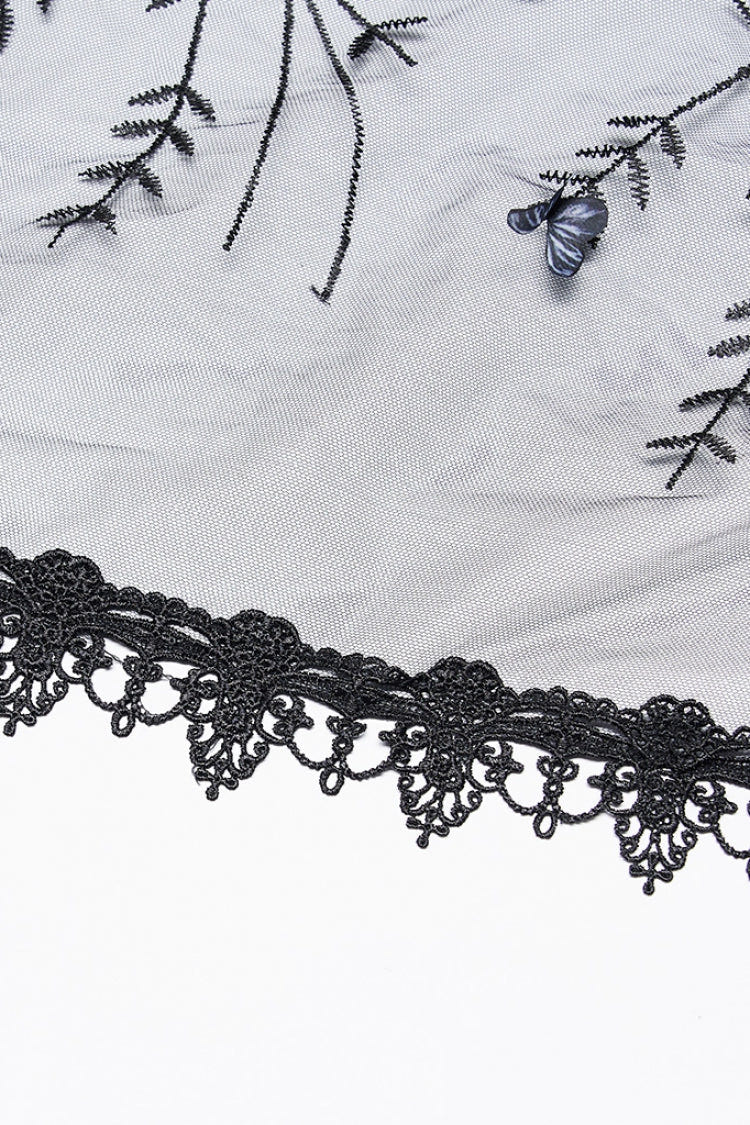 Black Three-Dimensional Floral Butterfly Lace Women's Gothic Headwear - Product - 6