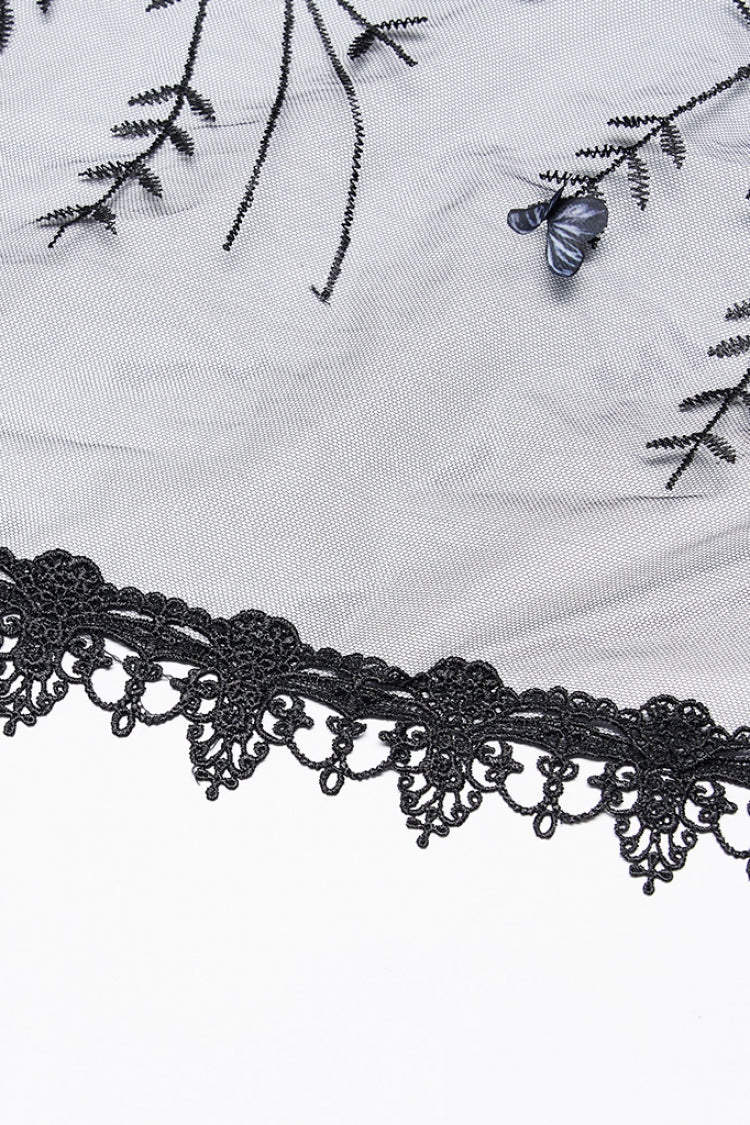 Black Three-Dimensional Floral Butterfly Lace Women's Gothic Headwear - Product - 6