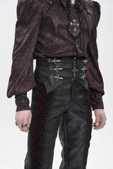 Black Jacquard Lace-Up Slim Men's Gothic Handsome Girdle - Product - 6