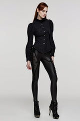 Black Ruffle Embroidery Stitching Lace Slim Mesh Women's Steampunk Leggings - Product - 4