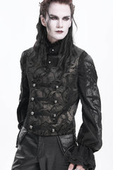 Gloden Sleeveless Floral Print Buckle-up Men's Gothic Vest - Product - 8