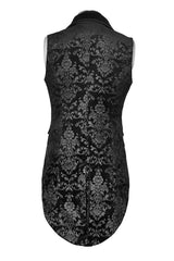 Black Victorian Swallow Tail Sleeveless Print Mens Gothic Vest - Product - 7