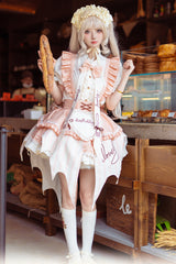 [Fruit Pudding] Vertical Lines Print Bowknot Irregular Sweet Lolita Dress 2 Colors - Product - 2