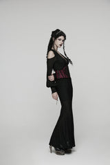 Red Lace Floral  Lace-Up Slim Side Zippered Women's Gothic Corset - Product - 5