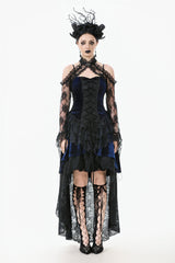 Black Off Shoulder Long Sleeves Sheer Floral Lace Women's Gothic Shrug - Product - 11