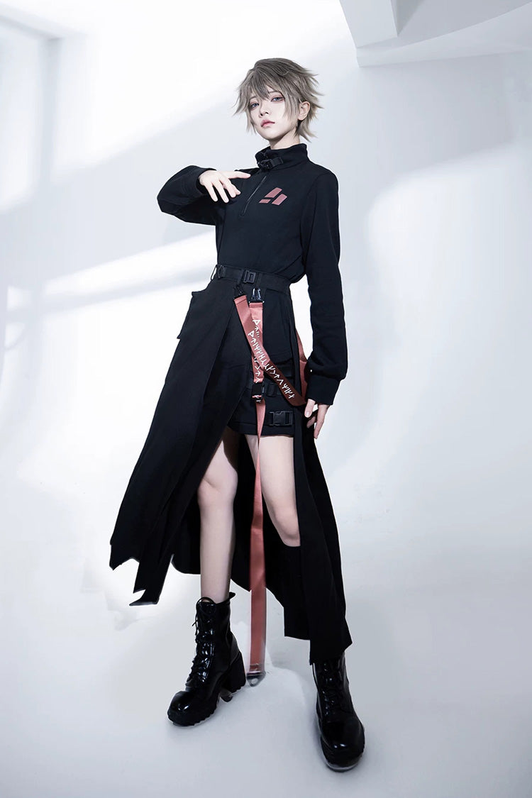 Black [Nameless Blade] Stand Collar Long Sleeves Gothic Prince Ouji Lolita Skirt Set - Product - 12