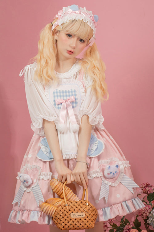 Pink Jenny Bear Diaries Polka Dot Print Sweet Lolita JSK Dress - Product - 3