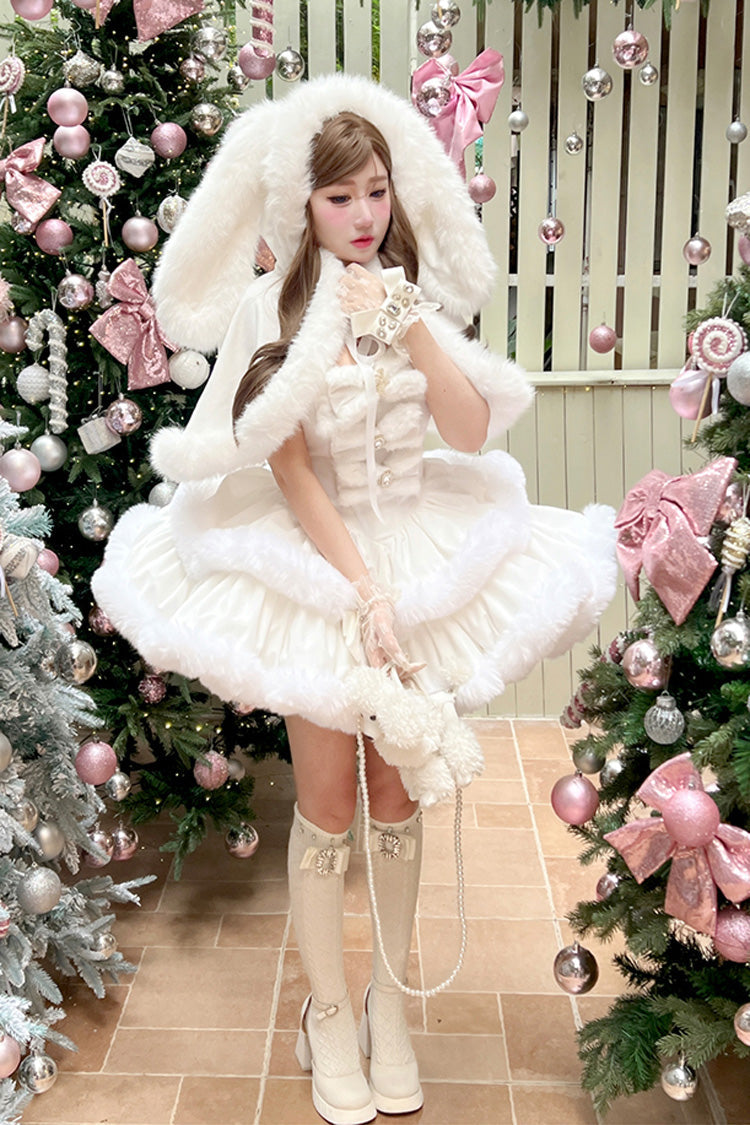 White [Holiday] Double-Layered Bowknot Sweet Princess Lolita Strapless Dress - Product - 10