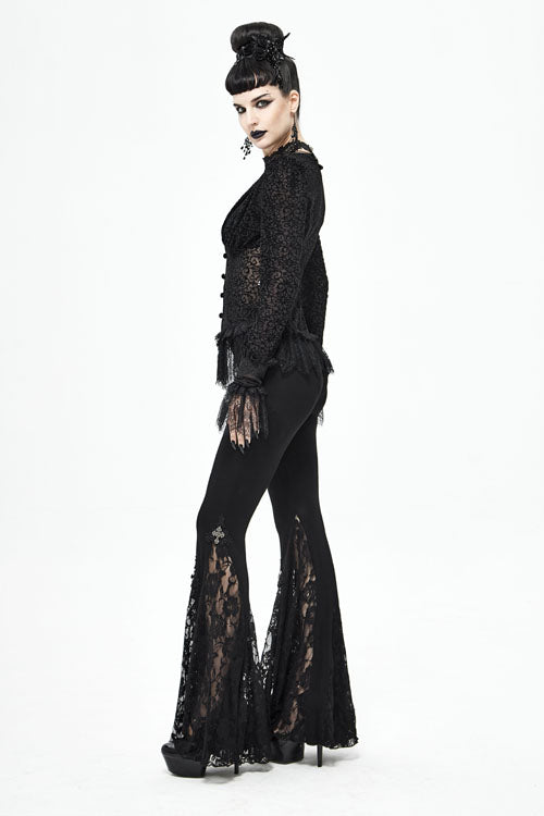 Black Cross Knit Lace Bell Gothic Womens Pants - Product - 6