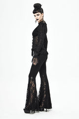 Black Cross Knit Lace Bell Gothic Womens Pants - Product - 6
