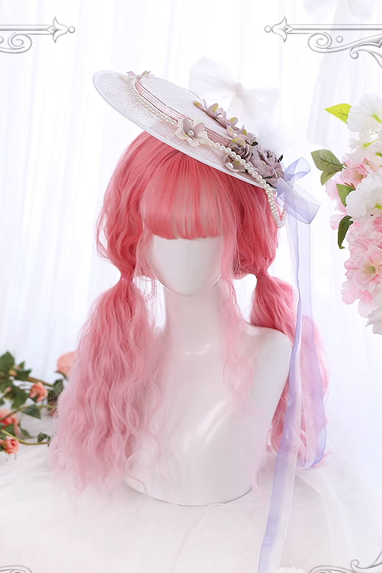 Pink Gradient Cherry Blossom Wine Series Long Curly Hair Sweet Lolita Wigs - Product - 3