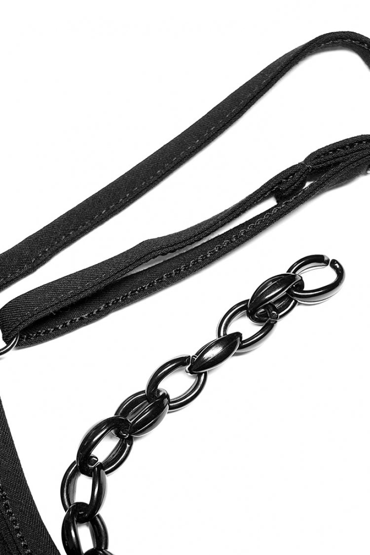 Black Detachable Plastic Chain Rock Women's Punk T-Shirt - Product - 6