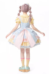 Blue/Pink/Yellow Sweetheart Macaron Ice Cream Multi-Layered Ruffle Bowknot Sweet Lolita Dress - Product - 8