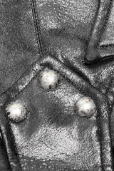 Black Metal Buckle Lace-Up Hooded Men's Steampunk Cape - Product - 6