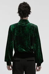 Green Lapel Collar Long Puff Sleeves Men's Gothic Shirt - Product - 3
