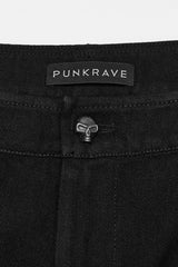 Metal Rivet Decoration Stitching Mesh Ripped Men's Steampunk Straight Pants 2 Colors - Product - 6