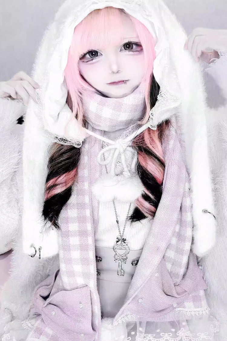 [Lop-eared Rabbit] Long Rabbit Ears Jirai Kei Lolita Knitted Hat - Product - 6
