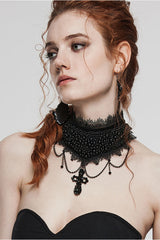 Black Cross Bead Women's Gorgeous Gothic Choker - Product - 3