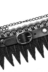 Black Adjustable Size Feather Lace Women's Gothic Choker - Product - 6