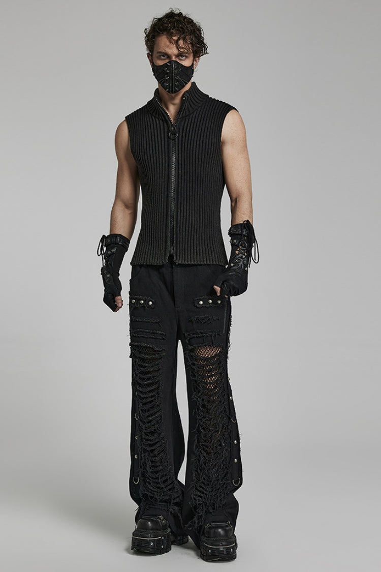 Rivets Print Lace-Up Men's Steampunk Gloves 2 Colors - Product - 4