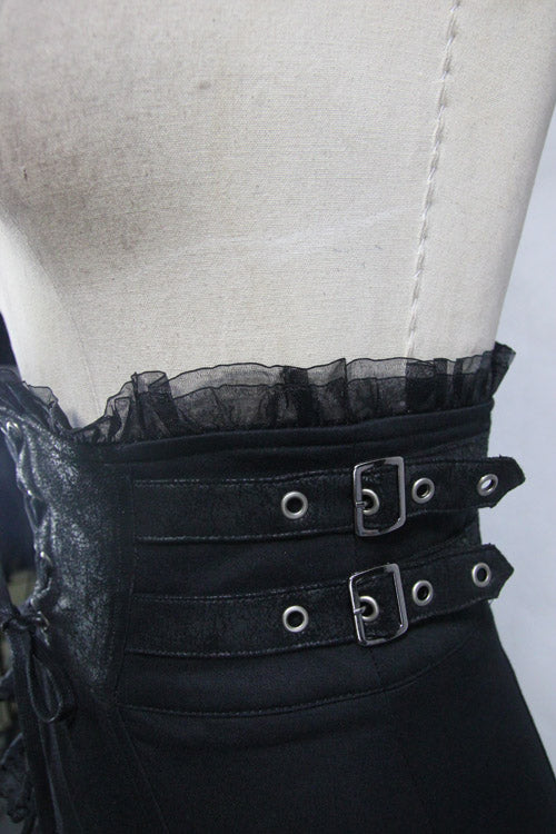 Black Dressing Up Short Front And Long Back Sexy Womens Gothic Split Skinny Half Fishtail Skirt - Product - 4