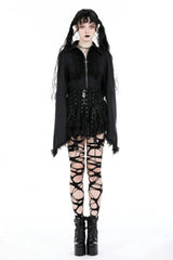 Black Layered Lace Mesh Lace-Up Zippered Women's Punk Mini Skirt - Product - 5