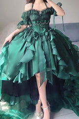 Green Bowknot Irregular Sweet Princess Lolita Jsk Dress - Product - 3