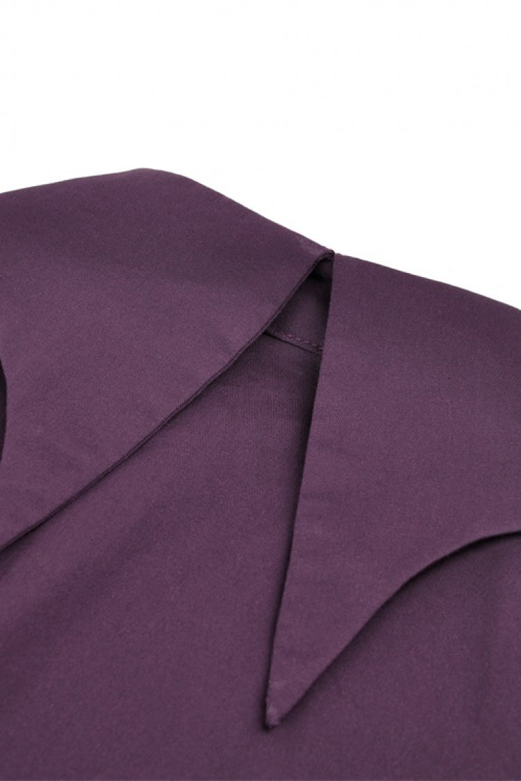 Purple Moon Frilly Collar Short Puff Sleeves Women's Gothic Blouse - Product - 15